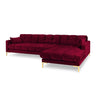 Mamaia 4-Sitzer Ecksofa, Rechte Seite, Beine Goldmetall, mit Bezug aus Samt (Blu59) in Rot, 293x185 cm – Bild 1
