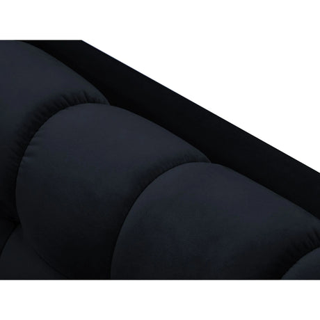 Mamaia 4-Sitzer Ecksofa, Rechte Seite, Beine Goldmetall, mit Bezug aus Samt (Blu89) in Dunkelblau, 293x185 cm – Bild 7