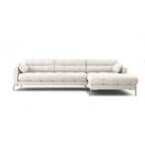 Mamaia 4-Sitzer Ecksofa, Rechte Seite, Beine Goldmetall, mit Bezug aus Samt oder Strukturstoff, 293x185 cm – Bild 1