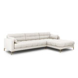 Mamaia 4-Sitzer Ecksofa, Rechte Seite, Beine Goldmetall, mit Bezug aus Samt oder Strukturstoff, 293x185 cm – Bild 3