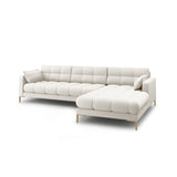 Mamaia 4-Sitzer Ecksofa, Rechte Seite, Beine Goldmetall, mit Bezug aus Samt oder Strukturstoff, 293x185 cm – Bild 4