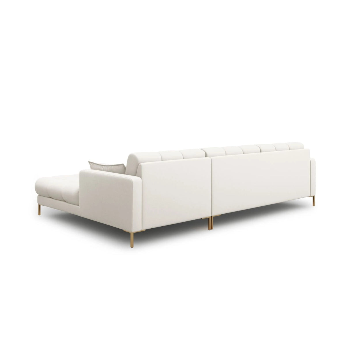Mamaia 4-Sitzer Ecksofa, Rechte Seite, Beine Goldmetall, mit Bezug aus Samt oder Strukturstoff, 293x185 cm – Bild 5