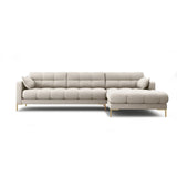 Mamaia 4-Sitzer Ecksofa, Rechte Seite, Beine Goldmetall, mit Bezug aus Strukturierter Stoff (Nev04) in Beige, 293x185 cm – Bild 1
