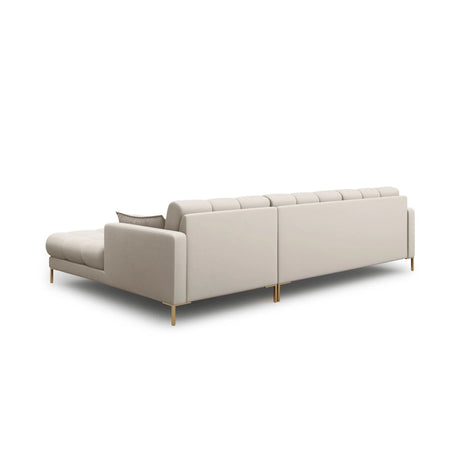Mamaia 4-Sitzer Ecksofa, Rechte Seite, Beine Goldmetall, mit Bezug aus Strukturierter Stoff (Nev04) in Beige, 293x185 cm – Bild 5