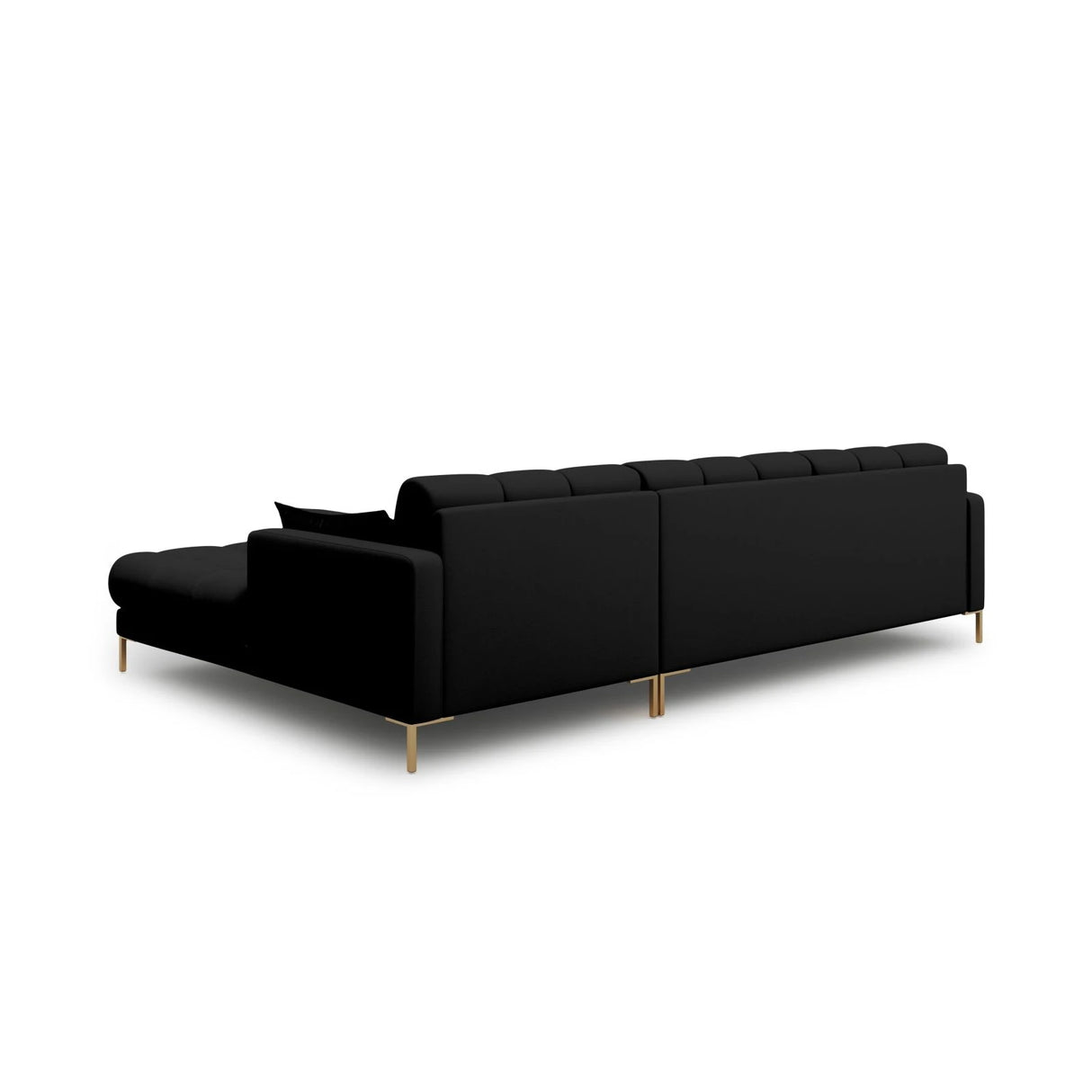 Mamaia 4-Sitzer Ecksofa, Rechte Seite, Beine Goldmetall, mit Bezug aus Strukturierter Stoff (Nev100) in Schwarz, 293x185 cm – Bild 5