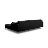 Mamaia 4-Sitzer Ecksofa, Rechte Seite, Beine Goldmetall, mit Bezug aus Strukturierter Stoff (Nev100) in Schwarz, 293x185 cm – Bild 5