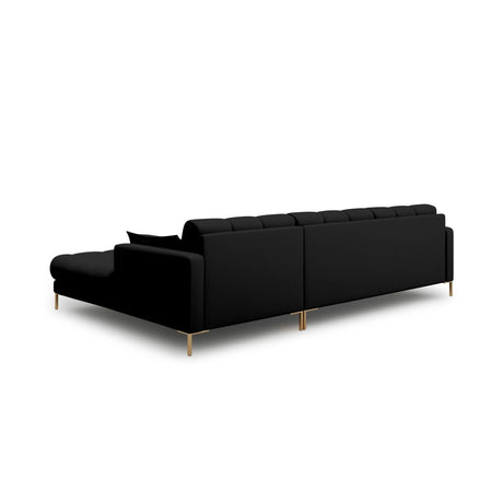 Mamaia 4-Sitzer Ecksofa, Rechte Seite, Beine Goldmetall, mit Bezug aus Strukturierter Stoff (Nev100) in Schwarz, 293x185 cm – Bild 5