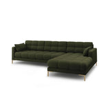Mamaia 4-Sitzer Ecksofa, Rechte Seite, Beine Goldmetall, mit Bezug aus Strukturierter Stoff (Nev39) in Grün, 293x185 cm – Bild 4