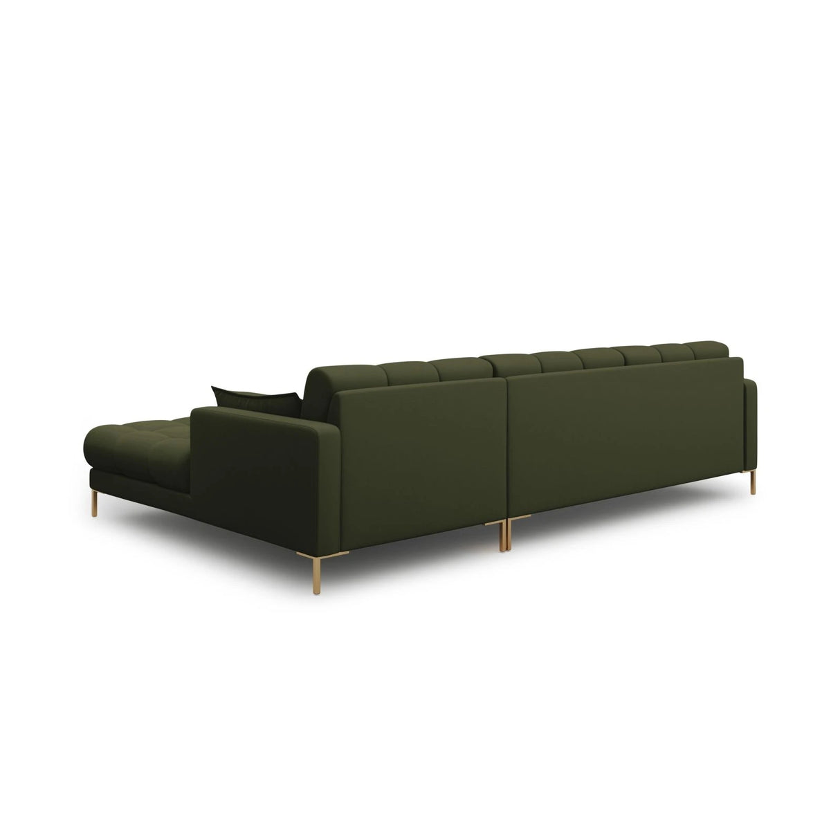 Mamaia 4-Sitzer Ecksofa, Rechte Seite, Beine Goldmetall, mit Bezug aus Strukturierter Stoff (Nev39) in Grün, 293x185 cm – Bild 5