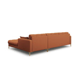 Mamaia 4-Sitzer Ecksofa, Rechte Seite, Beine Goldmetall, mit Bezug aus Strukturierter Stoff (Nev52) in Ziegel, 293x185 cm – Bild 5