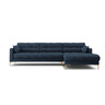 Mamaia 4-Sitzer Ecksofa, Rechte Seite, Beine Goldmetall, mit Bezug aus Strukturierter Stoff (Nev77) in Blau, 293x185 cm – Bild 1