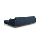 Mamaia 4-Sitzer Ecksofa, Rechte Seite, Beine Goldmetall, mit Bezug aus Strukturierter Stoff (Nev77) in Blau, 293x185 cm – Bild 5