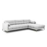 Mamaia 4-Sitzer Ecksofa, Rechte Seite, Beine Goldmetall, mit Bezug aus Strukturierter Stoff (Nev80) in Hellgrau, 293x185 cm – Bild 3