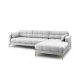 Mamaia 4-Sitzer Ecksofa, Rechte Seite, Beine Goldmetall, mit Bezug aus Strukturierter Stoff (Nev80) in Hellgrau, 293x185 cm – Bild 4