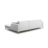 Mamaia 4-Sitzer Ecksofa, Rechte Seite, Beine Goldmetall, mit Bezug aus Strukturierter Stoff (Nev80) in Hellgrau, 293x185 cm – Bild 5