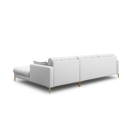 Mamaia 4-Sitzer Ecksofa, Rechte Seite, Beine Goldmetall, mit Bezug aus Strukturierter Stoff (Nev80) in Hellgrau, 293x185 cm – Bild 5