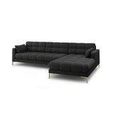 Mamaia 4-Sitzer Ecksofa, Rechte Seite, Beine Goldmetall, mit Bezug aus Strukturierter Stoff (Nev97) in Dunkelgrau, 293x185 cm – Bild 4