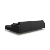 Mamaia 4-Sitzer Ecksofa, Rechte Seite, Beine Goldmetall, mit Bezug aus Strukturierter Stoff (Nev97) in Dunkelgrau, 293x185 cm – Bild 5