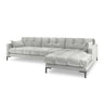 Mamaia 4-Sitzer Ecksofa, Rechte Seite, Metallbeine Schwarz, mit Bezug aus Samt (Blu03) in Silber, 293x185 cm – Bild 1