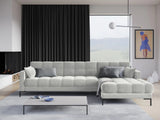 Mamaia 4-Sitzer Ecksofa, Rechte Seite, Metallbeine Schwarz, mit Bezug aus Samt (Blu03) in Silber, 293x185 cm – Bild 2