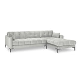 Mamaia 4-Sitzer Ecksofa, Rechte Seite, Metallbeine Schwarz, mit Bezug aus Samt (Blu03) in Silber, 293x185 cm – Bild 4