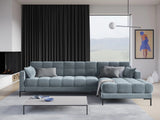 Mamaia 4-Sitzer Ecksofa, Rechte Seite, Metallbeine Schwarz, mit Bezug aus Samt (Blu06) in Hellblau, 293x185 cm – Bild 2