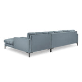 Mamaia 4-Sitzer Ecksofa, Rechte Seite, Metallbeine Schwarz, mit Bezug aus Samt (Blu06) in Hellblau, 293x185 cm – Bild 5