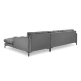Mamaia 4-Sitzer Ecksofa, Rechte Seite, Metallbeine Schwarz, mit Bezug aus Samt (Blu13) in Hellgrau, 293x185 cm – Bild 5