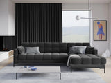 Mamaia 4-Sitzer Ecksofa, Rechte Seite, Metallbeine Schwarz, mit Bezug aus Samt (Blu18) in Dunkelgrau, 293x185 cm – Bild 2