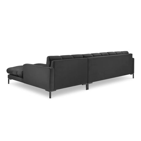 Mamaia 4-Sitzer Ecksofa, Rechte Seite, Metallbeine Schwarz, mit Bezug aus Samt (Blu18) in Dunkelgrau, 293x185 cm – Bild 5