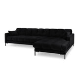 Mamaia 4-Sitzer Ecksofa, Rechte Seite, Metallbeine Schwarz, mit Bezug aus Samt (Blu19) in Schwarz, 293x185 cm – Bild 1
