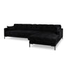 Mamaia 4-Sitzer Ecksofa, Rechte Seite, Metallbeine Schwarz, mit Bezug aus Samt (Blu19) in Schwarz, 293x185 cm – Bild 1