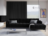 Mamaia 4-Sitzer Ecksofa, Rechte Seite, Metallbeine Schwarz, mit Bezug aus Samt (Blu19) in Schwarz, 293x185 cm – Bild 2