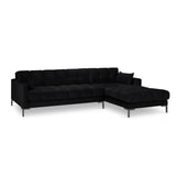 Mamaia 4-Sitzer Ecksofa, Rechte Seite, Metallbeine Schwarz, mit Bezug aus Samt (Blu19) in Schwarz, 293x185 cm – Bild 4