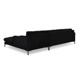 Mamaia 4-Sitzer Ecksofa, Rechte Seite, Metallbeine Schwarz, mit Bezug aus Samt (Blu19) in Schwarz, 293x185 cm – Bild 5
