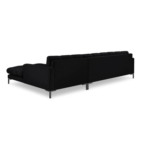 Mamaia 4-Sitzer Ecksofa, Rechte Seite, Metallbeine Schwarz, mit Bezug aus Samt (Blu19) in Schwarz, 293x185 cm – Bild 5