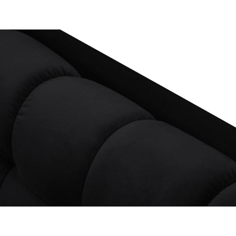 Mamaia 4-Sitzer Ecksofa, Rechte Seite, Metallbeine Schwarz, mit Bezug aus Samt (Blu19) in Schwarz, 293x185 cm – Bild 7
