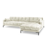 Mamaia 4-Sitzer Ecksofa, Rechte Seite, Metallbeine Schwarz, mit Bezug aus Samt (Blu22) in Leichtes Beige, 293x185 cm – Bild 1