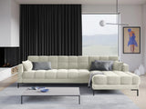 Mamaia 4-Sitzer Ecksofa, Rechte Seite, Metallbeine Schwarz, mit Bezug aus Samt (Blu22) in Leichtes Beige, 293x185 cm – Bild 2