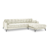 Mamaia 4-Sitzer Ecksofa, Rechte Seite, Metallbeine Schwarz, mit Bezug aus Samt (Blu22) in Leichtes Beige, 293x185 cm – Bild 4