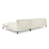 Mamaia 4-Sitzer Ecksofa, Rechte Seite, Metallbeine Schwarz, mit Bezug aus Samt (Blu22) in Leichtes Beige, 293x185 cm – Bild 5