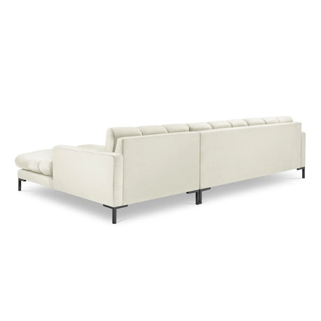 Mamaia 4-Sitzer Ecksofa, Rechte Seite, Metallbeine Schwarz, mit Bezug aus Samt (Blu22) in Leichtes Beige, 293x185 cm – Bild 5