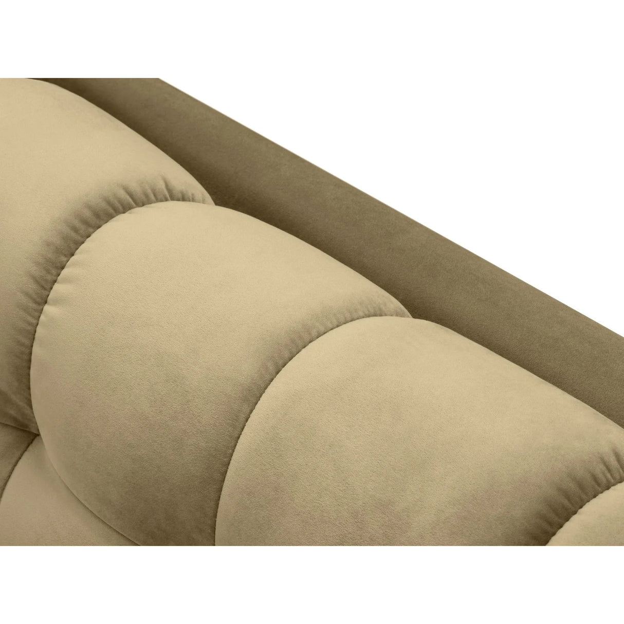 Mamaia 4-Sitzer Ecksofa, Rechte Seite, Metallbeine Schwarz, mit Bezug aus Samt (Blu28) in Beige, 293x185 cm – Bild 7