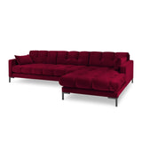 Mamaia 4-Sitzer Ecksofa, Rechte Seite, Metallbeine Schwarz, mit Bezug aus Samt (Blu59) in Rot, 293x185 cm – Bild 1