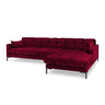 Mamaia 4-Sitzer Ecksofa, Rechte Seite, Metallbeine Schwarz, mit Bezug aus Samt (Blu59) in Rot, 293x185 cm – Bild 1