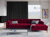 Mamaia 4-Sitzer Ecksofa, Rechte Seite, Metallbeine Schwarz, mit Bezug aus Samt (Blu59) in Rot, 293x185 cm – Bild 2