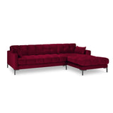 Mamaia 4-Sitzer Ecksofa, Rechte Seite, Metallbeine Schwarz, mit Bezug aus Samt (Blu59) in Rot, 293x185 cm – Bild 4