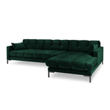 Mamaia 4-Sitzer Ecksofa, Rechte Seite, Metallbeine Schwarz, mit Bezug aus Samt (Blu78) in Flaschengrün, 293x185 cm – Bild 1