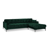 Mamaia 4-Sitzer Ecksofa, Rechte Seite, Metallbeine Schwarz, mit Bezug aus Samt (Blu78) in Flaschengrün, 293x185 cm – Bild 4