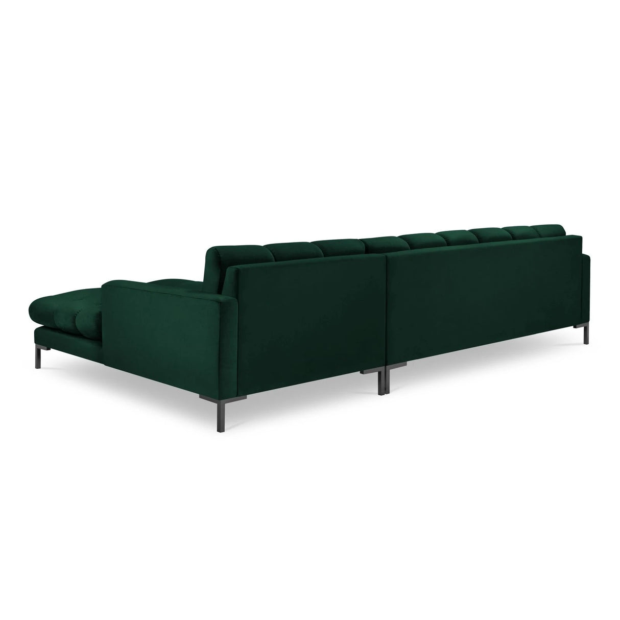 Mamaia 4-Sitzer Ecksofa, Rechte Seite, Metallbeine Schwarz, mit Bezug aus Samt (Blu78) in Flaschengrün, 293x185 cm – Bild 5